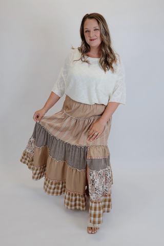 Harvest Bloom Patchwork Maxi Skirt