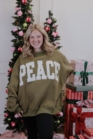 Peace Varsity Mock Neck Sweatshirt