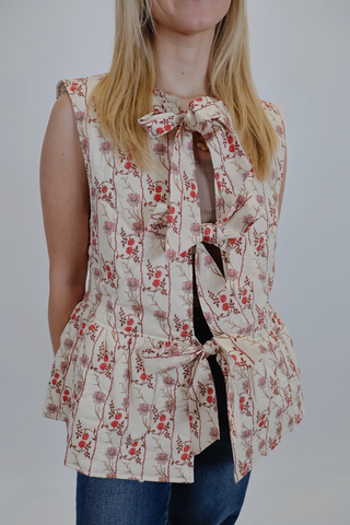 Flora Ruffle Tie Vest