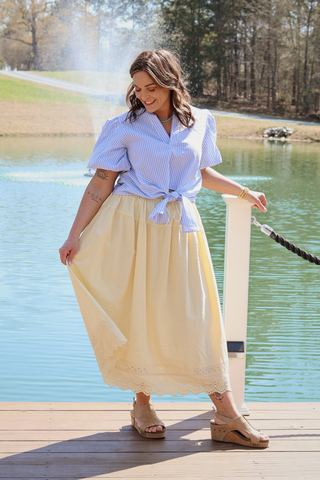 Sunlit Lace Midi Skirt