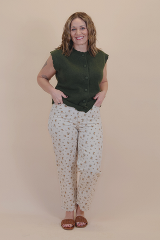 Sweet Scallop Button Front Sweater Vest