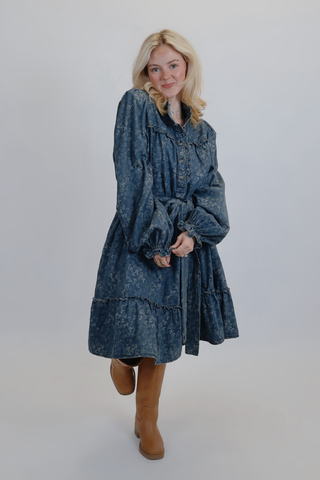 Dusty Petal Denim Mini Dress