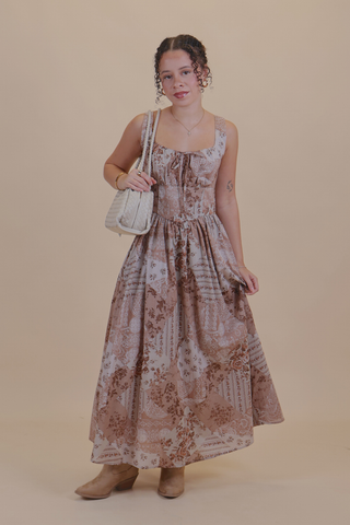 Vintage Meadow Corset Midi Dress