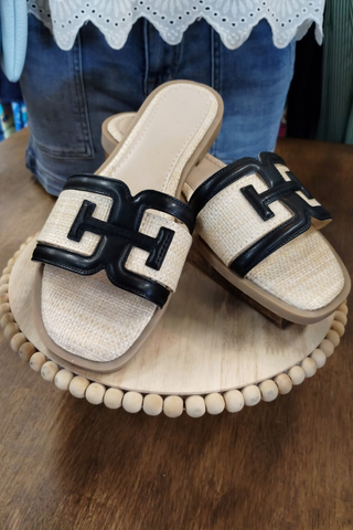 Harper Raffia Slide Sandals