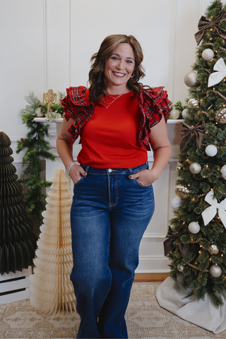 Merry Moments Ruffle Sleeve Top