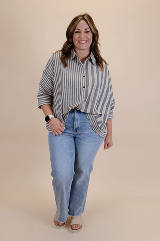 Harmony Striped Button-Up Top
