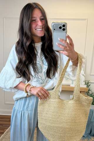 Seabreeze Shell Puff Sleeve Top