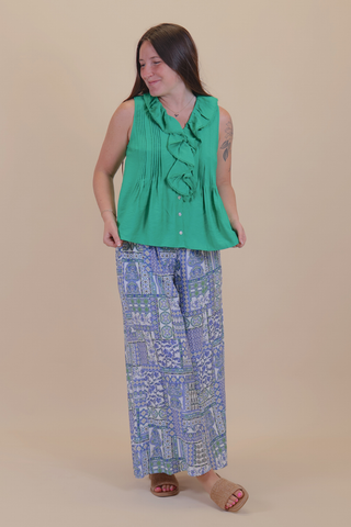 Emerald Charm Ruffle Top