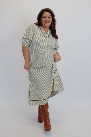 Olive Lane Striped Midi Dress