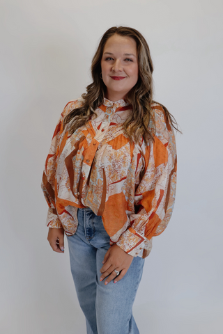 Geometric Paisley Patchwork Top