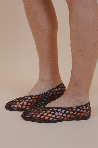 The Riviera Tortoise Woven Jelly Flats