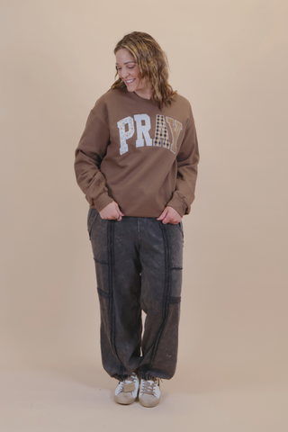 Pray Patchwork Crewneck