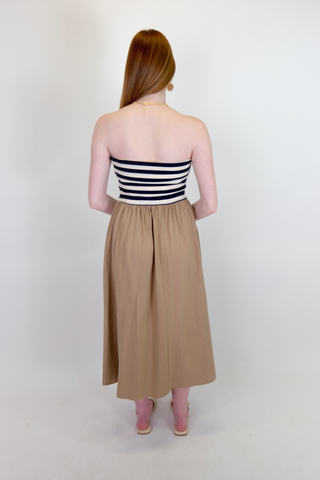 Nautical Striped Knit Midi Dress