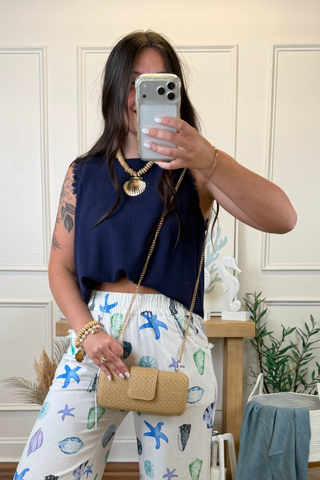 Navy Breeze Fray Tank