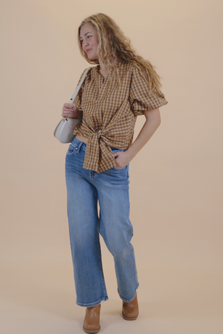 The Charlotte Plaid Tie Front Blouse