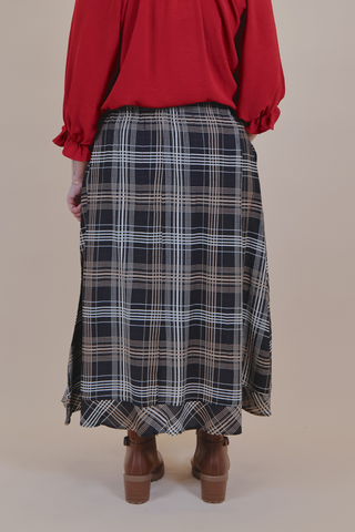 Bookshop Plaid Midi Skirt