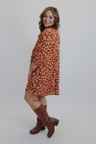 Autumn Bloom Corduroy Babydoll Dress