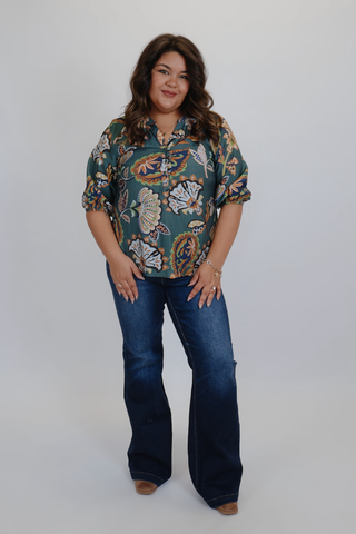 Paisley Breeze Puff Sleeve Blouse