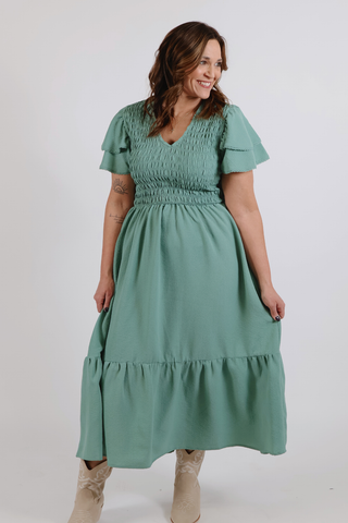 Timeless Smock Ruffle Maxi Dress