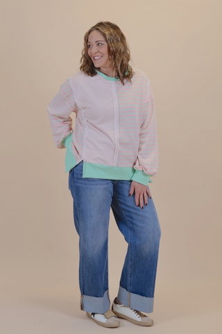 Sweet Mint Stripe Top in Plus.