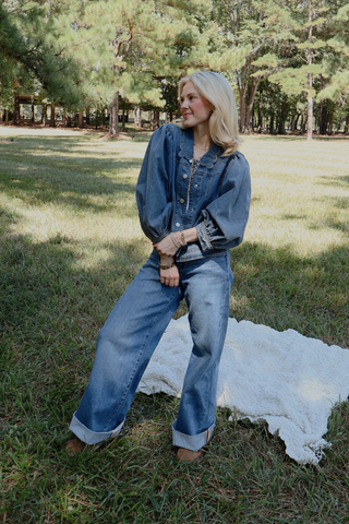 Ruffle Ridge Denim Jacket