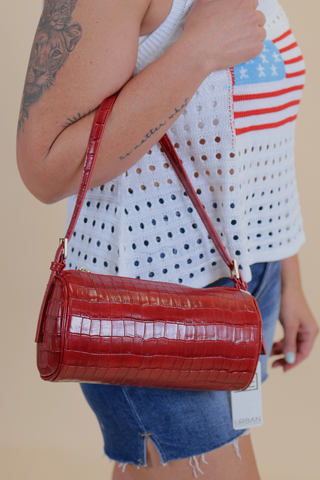 Rachel Croc Cylinder Shoulder Bag