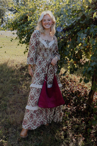 Autumn Rose Smocked Maxi Dress