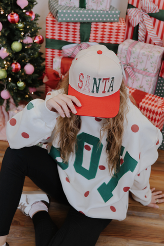 Varsity Santa Patchwork Trucker Hat