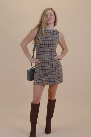 Autumn Plaid Shift Dress
