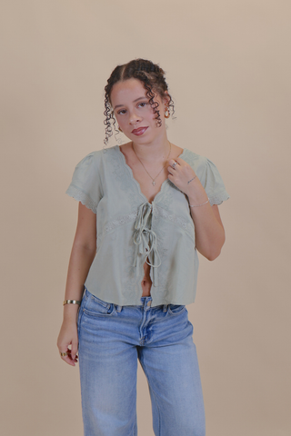 Meadow Lace Tie Front Top