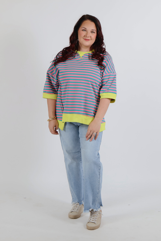 Bright Side Stripe Oversized Knit Top