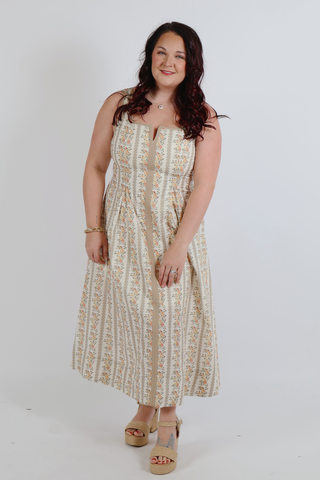 Golden Meadow Stripe Midi Dress