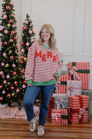 Merry & Bright Stripe Pullover