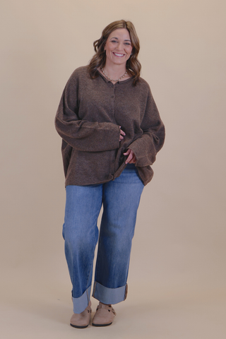Cozy Essential Button Cardigan in Plus