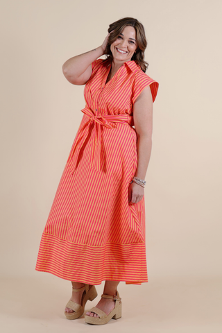 Sunset Stroll Stripe Midi Dress