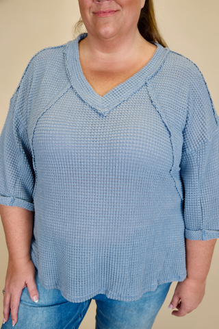 Have Some Fun Waffle Knit Top In Plus