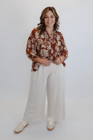 Smocked Boho Floral Blouse