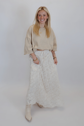 Ivory Bloom Lace Maxi Skirt