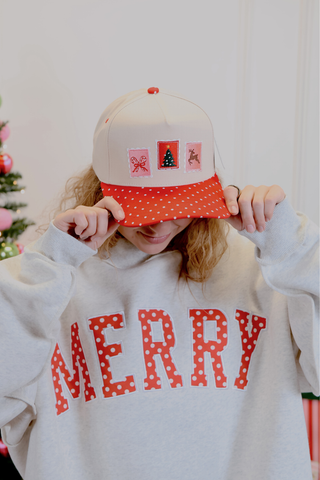 Merry Mail Christmas Stamp Trucker Hat