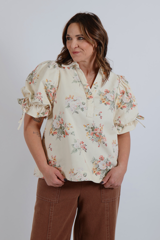 Petals & Ease Floral Puff Sleeve Top