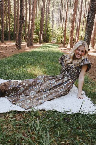 Woodland Whimsy Smocked Midi Dress