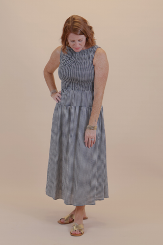 Classic Charm Gingham Midi Dress
