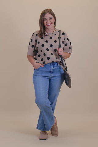 Taupe Dot Sweater Top