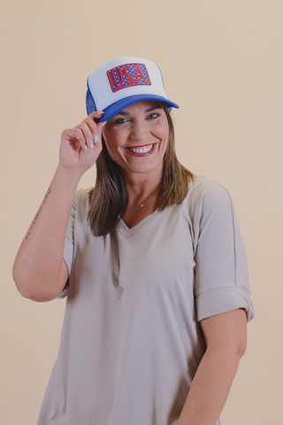 USA Polka Dot Patch Trucker Hat