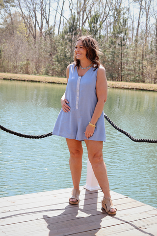 Harbor Breeze Button Romper