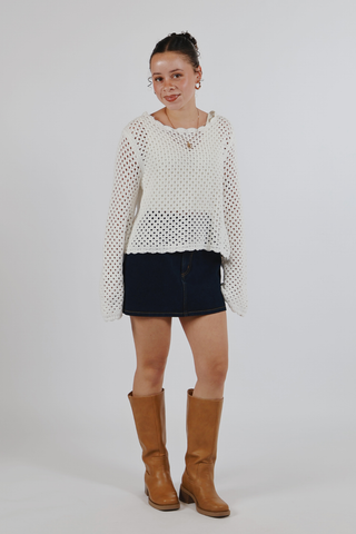 Soft Horizon Crochet Pullover