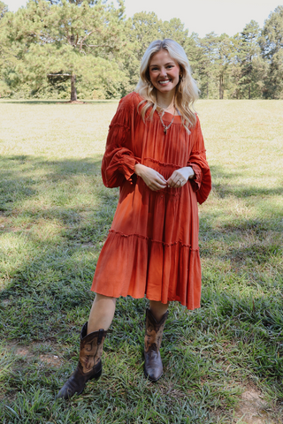 Sunset Boho Peasant Mini Dress