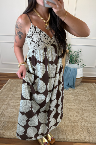 Seaside Crochet Shell Midi Dress
