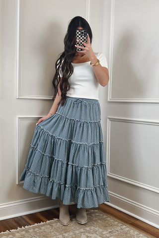 The Daisy Dot Tiered Maxi Skirt