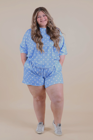 Blue Polka Dot Lounge Set in Plus